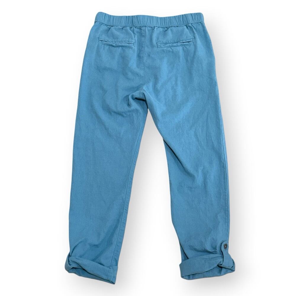 Roxy On The Seashore Pants XS Blue Linen Blend Drawstring Elastic Waist Roll Tab - Picture 6 of 10